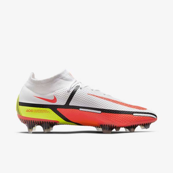 Nike Phantom GT2 Dynamic Fit Elite FG Firm-Ground Ženske Nogometni Čevlji Bela / Svetloba Rdeča | NK314FWL