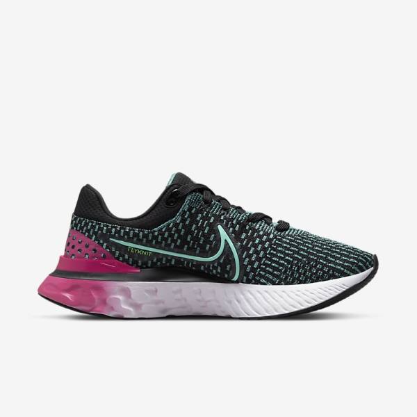 Nike React Infinity Run Flyknit 3 Road Ženske Tekaški Čevlji Črna / Roza / Turkizna / Turkizna | NK358OMV