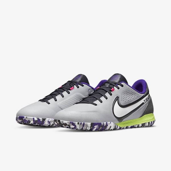 Nike React Tiempo Legend 9 Pro IC Indoor-Court Ženske Nogometni Čevlji Svetloba Siva / Bela | NK153HFE