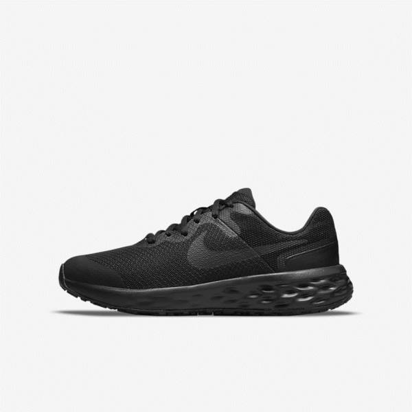 Nike Revolution 6 Older Road Otroci Tekaški Čevlji Črna / Temno Siva | NK190EQF