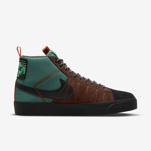 Nike SB Zoom Blazer Mid Premium Moški Skate Čevlji Zelena / Bela / Oranžna / Črna | NK813VFD