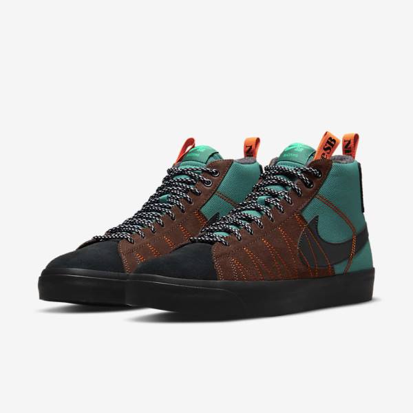 Nike SB Zoom Blazer Mid Premium Moški Superge Zelena / Bela / Oranžna / Črna | NK210LXZ