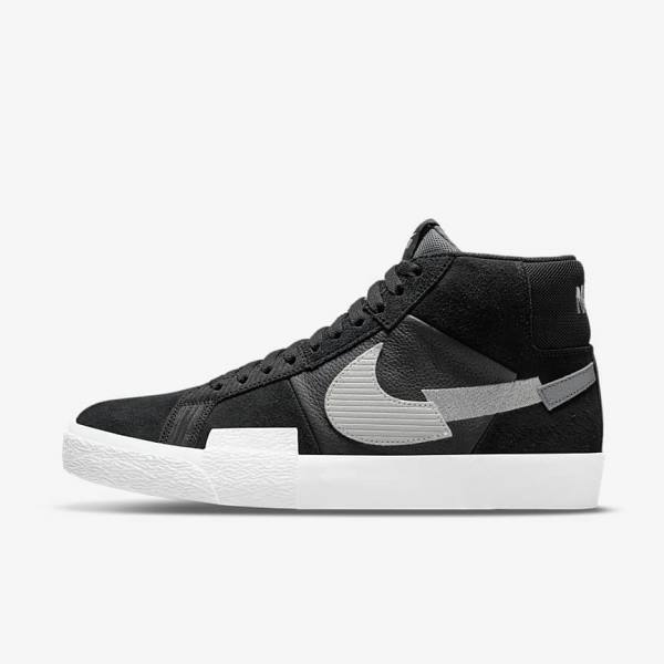 Nike SB Zoom Blazer Mid Premium Ženske Skate Čevlji Črna / Siva / Bela | NK017DOS