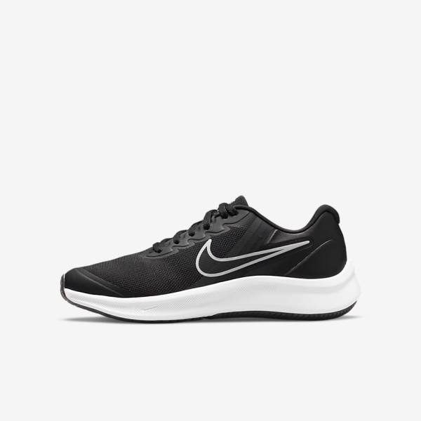 Nike Star Runner 3 Older Road Otroci Tekaški Čevlji Črna / Temno Siva | NK379XHN