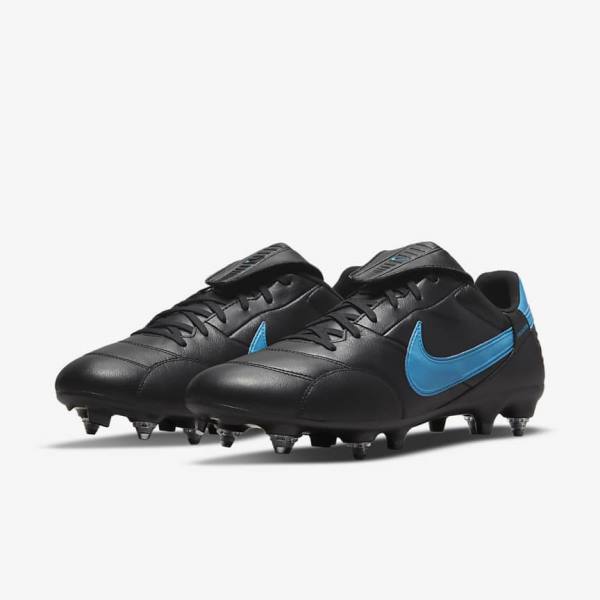 Nike The Premier 3 SG-PRO Anti-Clog Traction Soft-Ground Moški Nogometni Čevlji Črna / Modra | NK702PYI