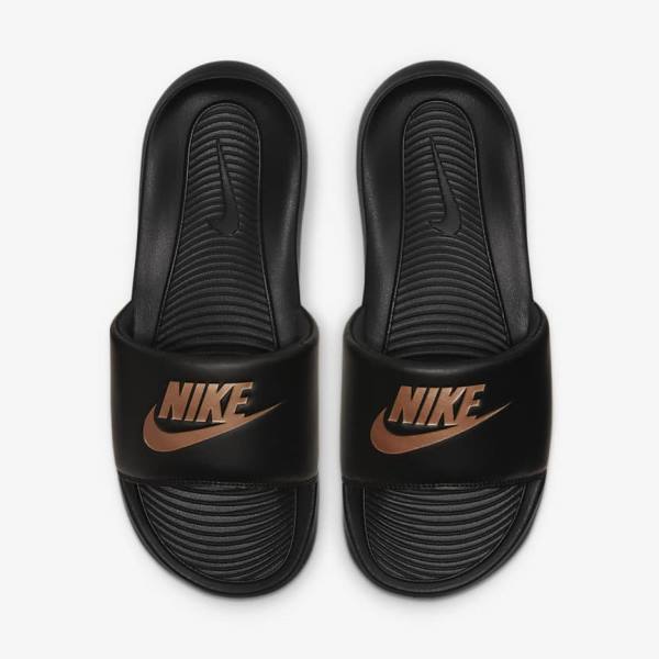 Nike Victori One Ženske Natikači Črna / Kovinski Rdeča Rjav | NK382JCZ