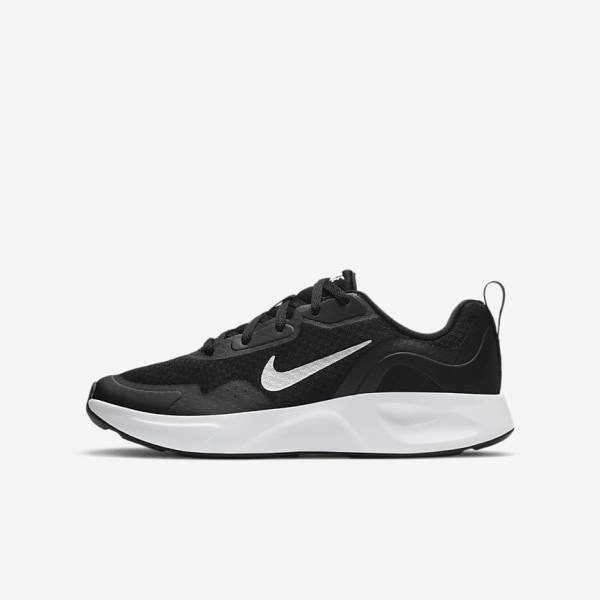 Nike WearAllDay Older Otroci Superge Črna / Bela | NK479SCO