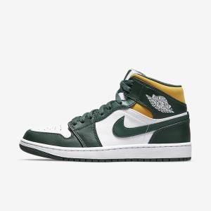 Nike Air Jordan 1 Mid Moški Superge Zelena / Bela | NK921CEG