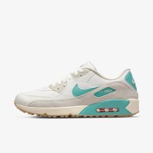 Nike Air Max 90 G Ženske Čevlji Za Golf Bela / Svetloba Rjav / Turkizna | NK134AQW