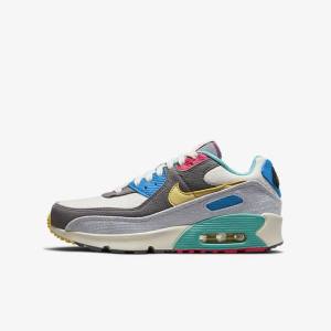 Nike Air Max 90 Older Otroci Superge Siva / Roza | NK397HLU