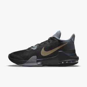 Nike Air Max Impact 3 Ženske Košarkaški Copati Črna / Siva / Temno Siva / Kovinski Zlato | NK973MCB