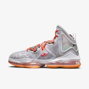 Nike LeBron 19 Ženske Košarkaški Copati Siva / Oranžna / Svetloba Rdeča / Zelena | NK436KFL