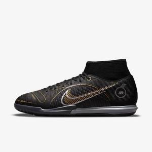 Nike Mercurial Superfly 8 Academy IC Indoor-Court Ženske Nogometni Čevlji Črna / Kovinski Srebrna / Siva / Kovinski Zlato | NK871FRZ