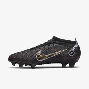 Nike Mercurial Vapor 14 Pro FG Firm-Ground Moški Nogometni Čevlji Črna / Kovinski Srebrna / Siva / Kovinski Zlato | NK537VRN