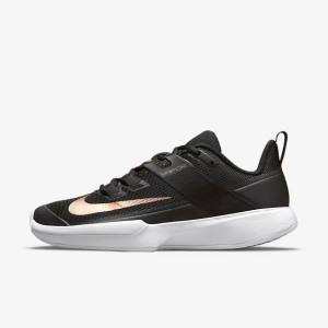 Nike NikeCourt Vapor Lite Hard-Court Ženske Tenis Copati Črna / Bela / Kovinski Rdeča Rjav | NK395HYW