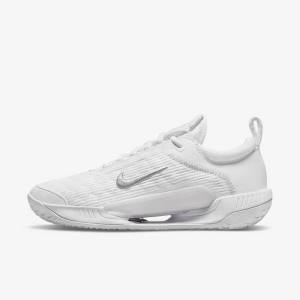 Nike NikeCourt Zoom NXT Hard Court Ženske Tenis Copati Bela / Siva / Kovinski Srebrna | NK059CUI