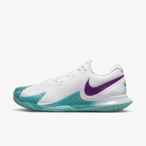 Nike NikeCourt Zoom Vapor Cage 4 Rafa Hard Court Moški Tenis Copati Bela / Turkizna / Rdeča Vijolična | NK345BHW