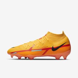 Nike Phantom GT2 Pro Dynamic Fit FG Firm-Ground Moški Nogometni Čevlji Oranžna / Svetloba Rdeča / Črna | NK046AYM